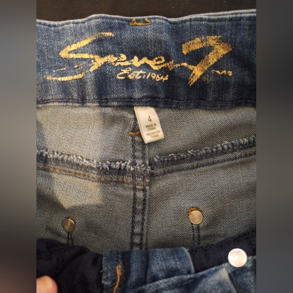 Seven High Rise Skinny Denim Jeans Size 4 Medium Wash 5 Pocket Zip Closure - Picture 2 of 4